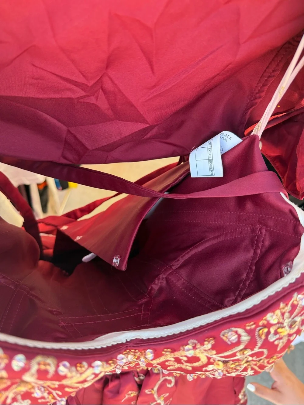 Kids Burgundy Princess Ball Gown Costume with Gold Embroidery